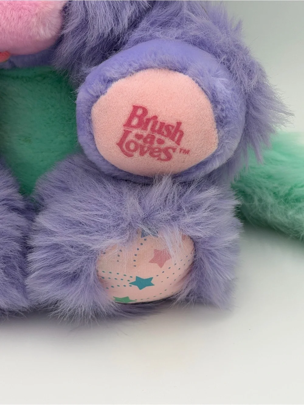 VTG 1987 Brush a Loves Purple Posy Plush Bear with Brush Tail & Mirror